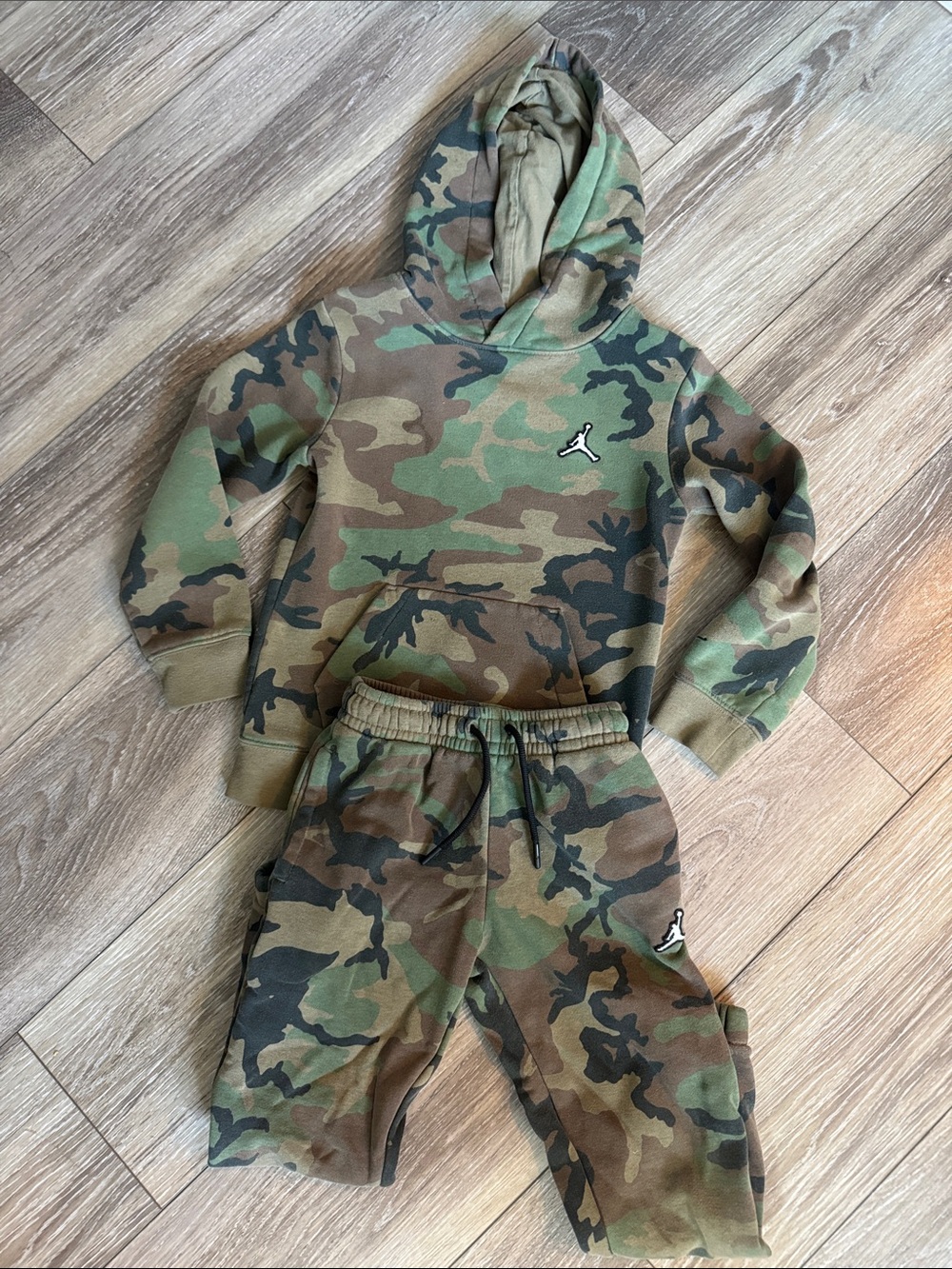 Jordan Kids Camo Hoodie & Joggers - Green, Brown, Black